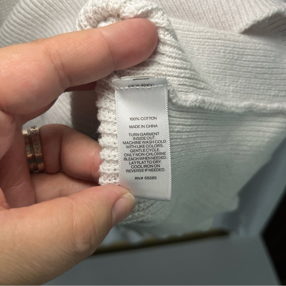 Express Women’s Sweater Sz L Rufffled Drop Sleeve White Cuffed 2018 Cotton - Picture 12 of 14
